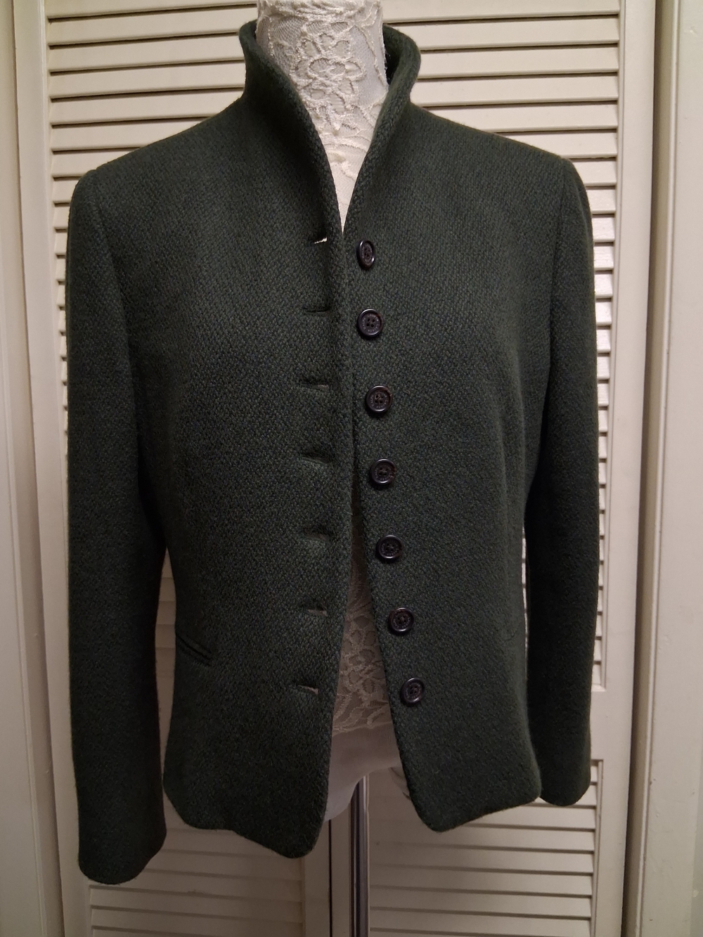 Vintage Ralph Lauren Lauren Dark Forest Green Textured Jacket - Picture 15 of 16
